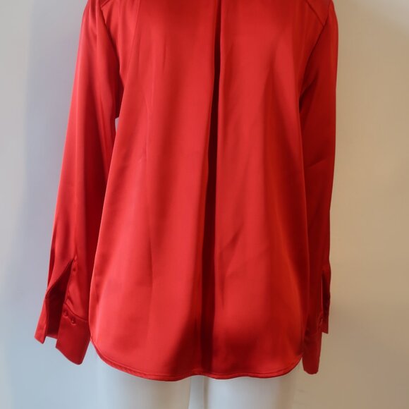 Womens BEAUTIFUL By Lawrence Zarion Red Button Down Blouse S - Picture 4 of 5